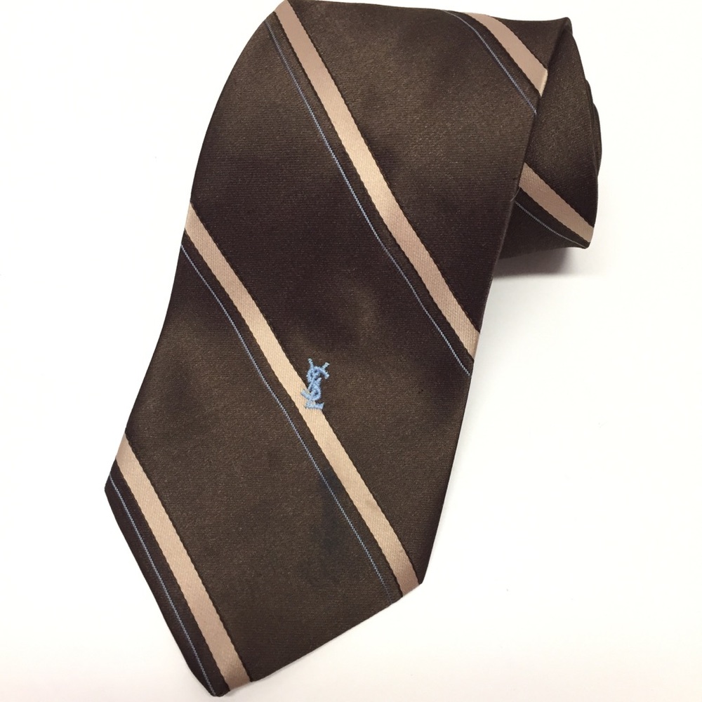 Vtg Yves Saint Laurent YSL Logo Monogram Stripe